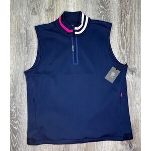 G/FORE Mens Navy Blue Mock Neck Quarter Zip‎ Golf Vest XL NEW